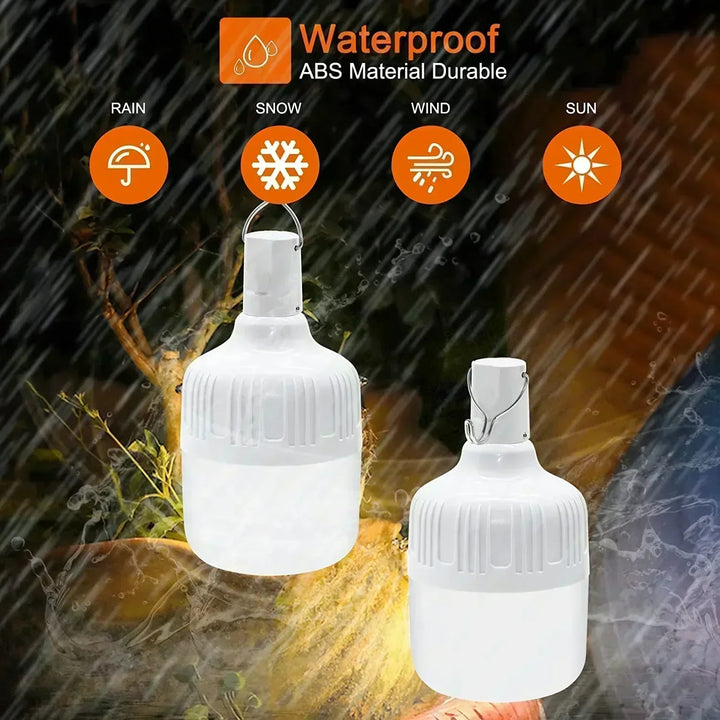 60W Emergency Light – USB rechargeable LED bulb lantern for camping, hiking, and outdoor activities.