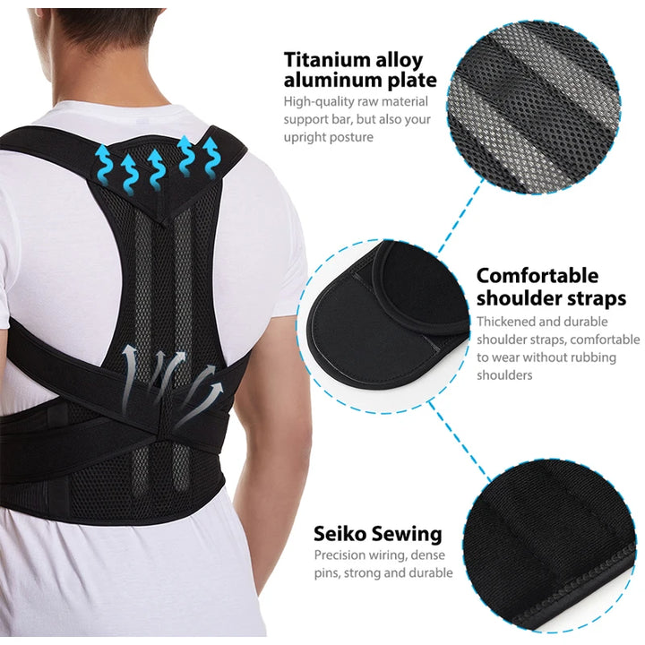 Adjustable Back Posture Corrector - Breathable Support Brace for Women, Students & Kids