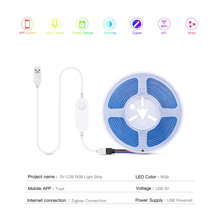 LED Strip RGB Dimmable 5V  For Smart Gateway Hue Bridge Alexa Google Voice Control