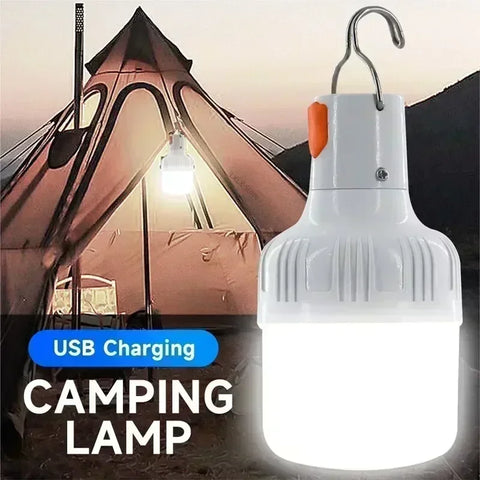 60W Emergency Light – USB rechargeable LED bulb lantern for camping, hiking, and outdoor activities.