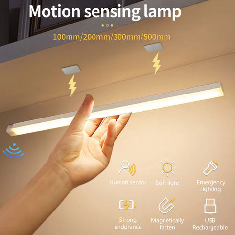 USB Rechargeable Motion Sensor LED Cabinet Light – Wireless Night Lamp for Home, Stairs, and Wardrobe