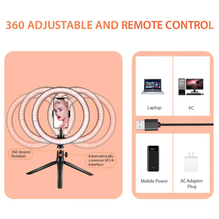 LED Selfie Ring Lighting Phone Holder & Tripod
