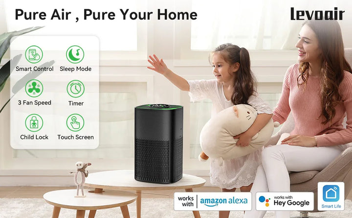 Portable H13 HEPA Air Purifier - Quiet Air Cleaner with PM2.5 Filter & Sleep Music for Bedroom