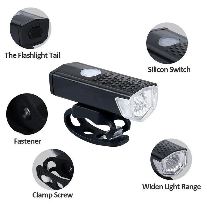 Front Bike Light – USB Rechargeable, LED Headlight with Power Display, Waterproof