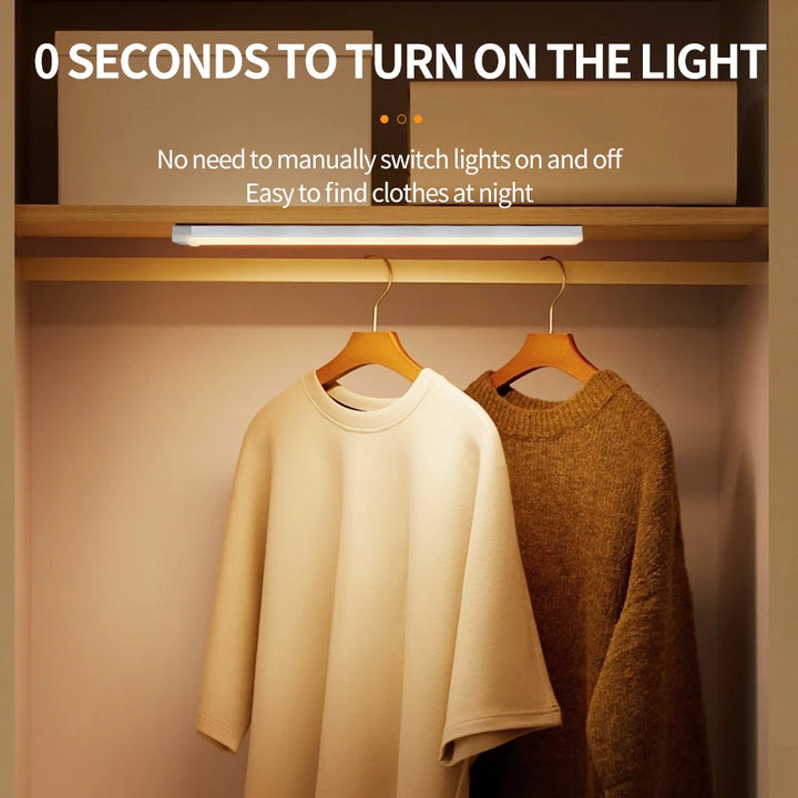 USB Rechargeable Motion Sensor LED Cabinet Light – Wireless Night Lamp for Home, Stairs, and Wardrobe