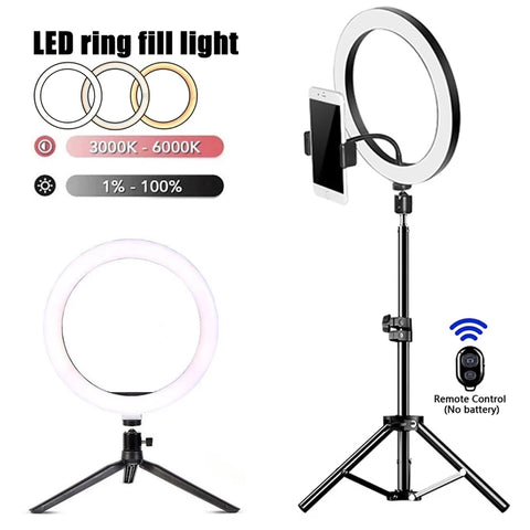 LED Selfie Ring Lighting Phone Holder & Tripod
