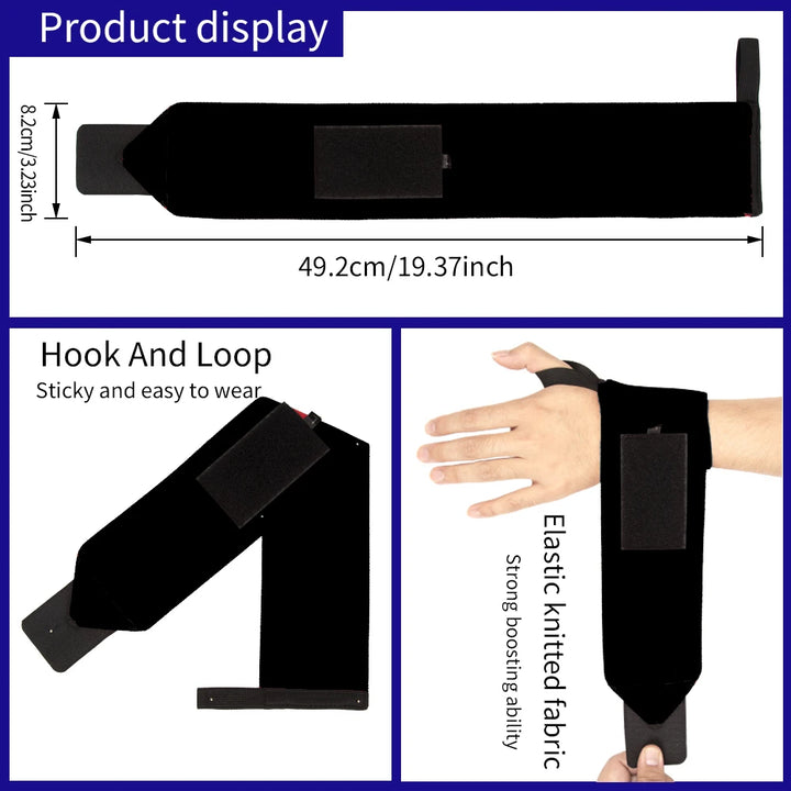 Pair of Extra Strength Wrist Support Wraps - Weightlifting, Fitness Training, Custom Logo