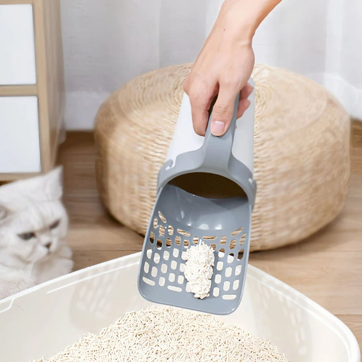 Portable Cat Litter Scoop - Removable Self-Cleaning Sand Shovel with Bag Filter for Litter Box