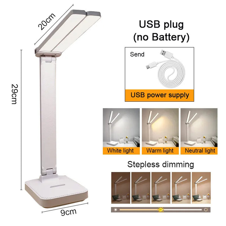 LED Desk Lamp 3 Levels Dimmable Touch Night Light USB Rechargeable