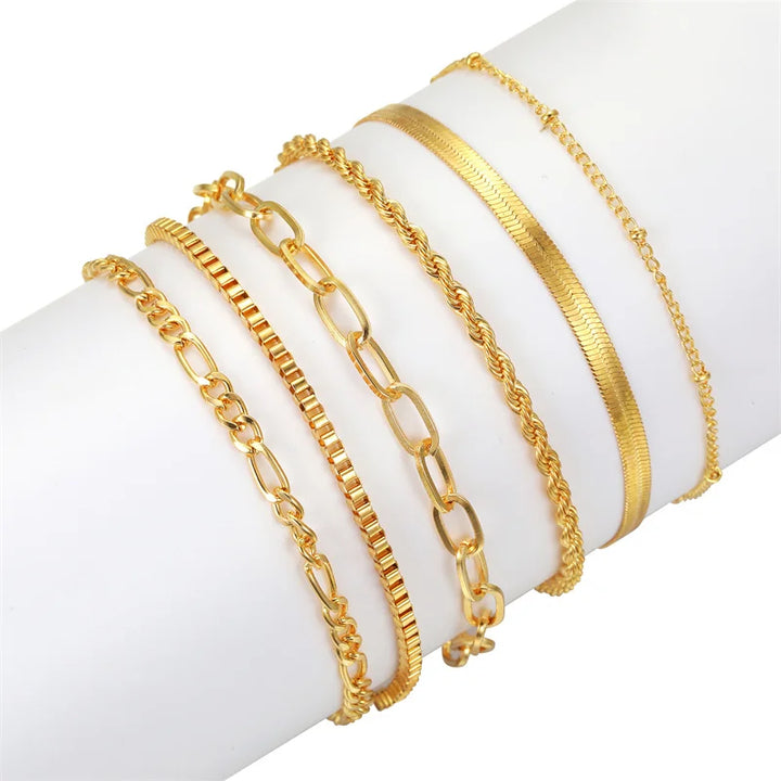 6Pcs Gold Bracelet Set –  Trendy 2025 jewelry gifts.