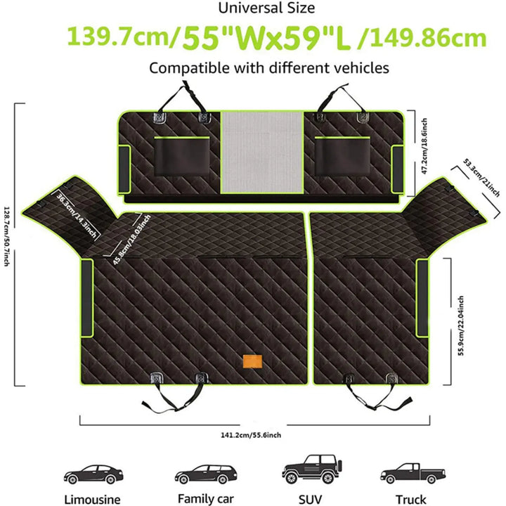 Dog Car Seat Cover for Back Seat, 100% Waterproof Dog Car Hammock