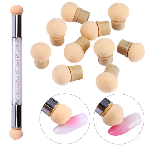 Nail Art Sponge Heads Replacement – Gel Polish Gradient Brush & Dotting Pen Tools