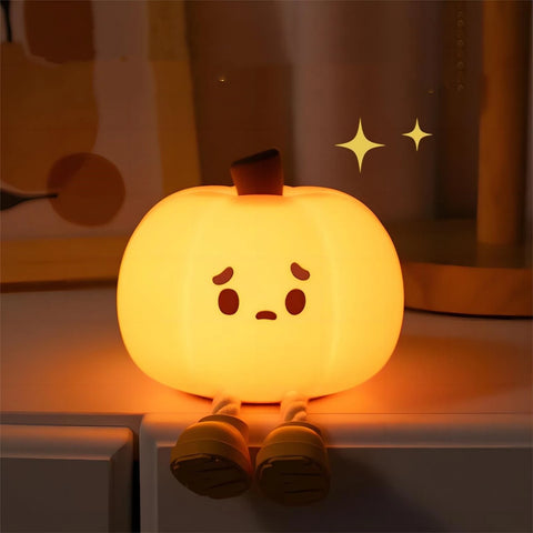 Cute Silicone Halloween Pumpkin Night Light - Dimmable, Safe, with Timer - Perfect for Kids' Bedside & Decorations