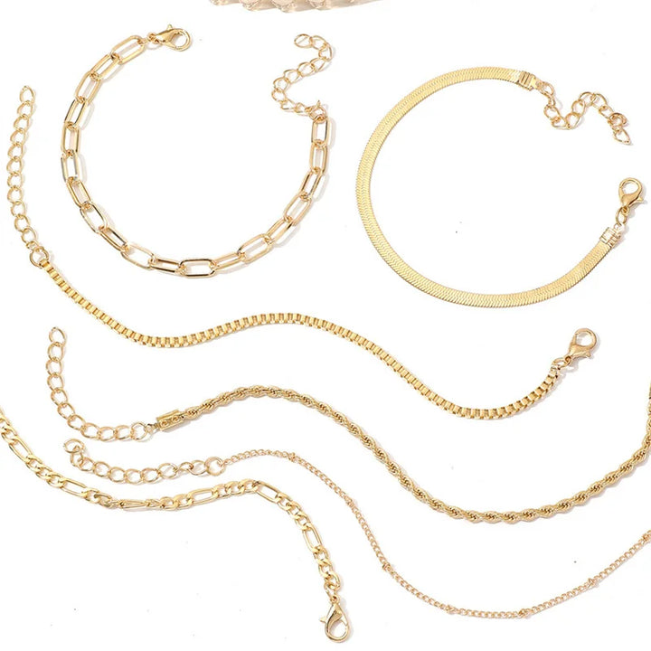 6Pcs Gold Bracelet Set –  Trendy 2025 jewelry gifts.