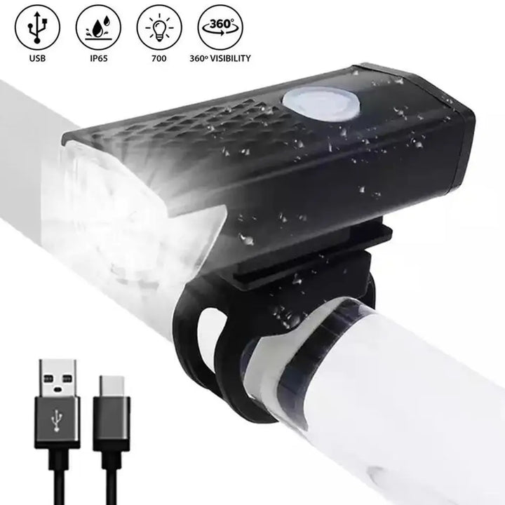 Front Bike Light – USB Rechargeable, LED Headlight with Power Display, Waterproof