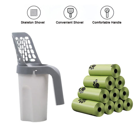 Portable Cat Litter Scoop - Removable Self-Cleaning Sand Shovel with Bag Filter for Litter Box