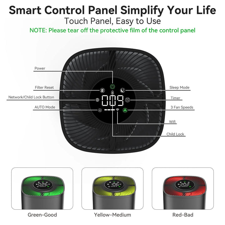 Portable H13 HEPA Air Purifier - Quiet Air Cleaner with PM2.5 Filter & Sleep Music for Bedroom