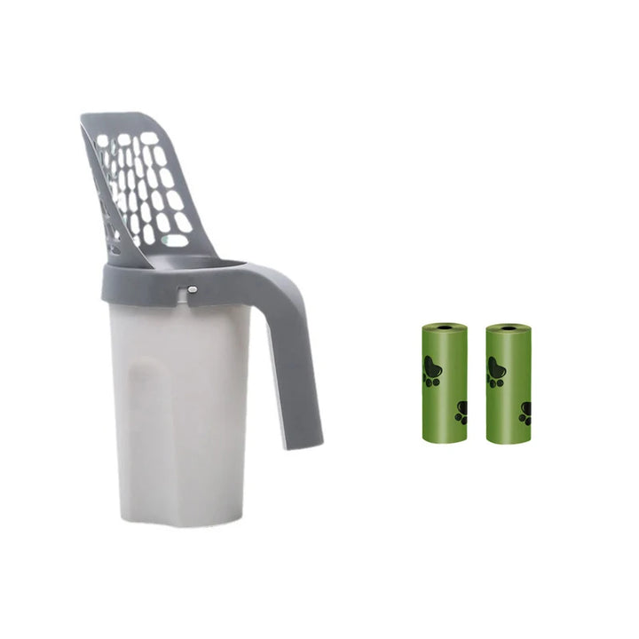 Portable Cat Litter Scoop - Removable Self-Cleaning Sand Shovel with Bag Filter for Litter Box