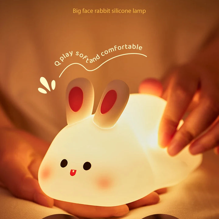LED Night Light – Cute Sheep, Panda, Rabbit Silicone Lamp, USB Rechargeable