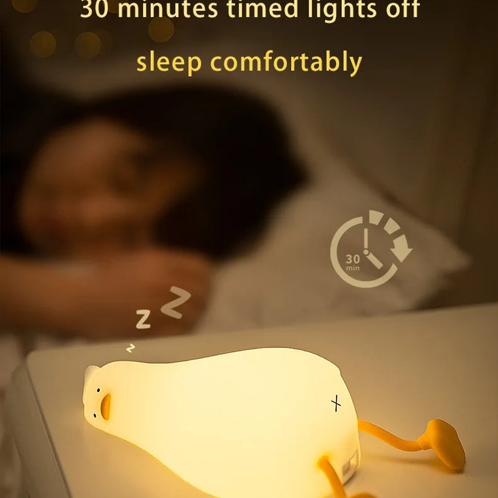 Duck Rechargeable LED Night Light – Dimmable Silicone Bedside Lamp for Kids' Room Decor