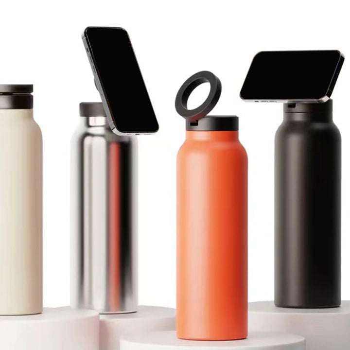 24oz Insulated Stainless Steel Water Bottle – BPA-free with magnetic lid and phone holder.