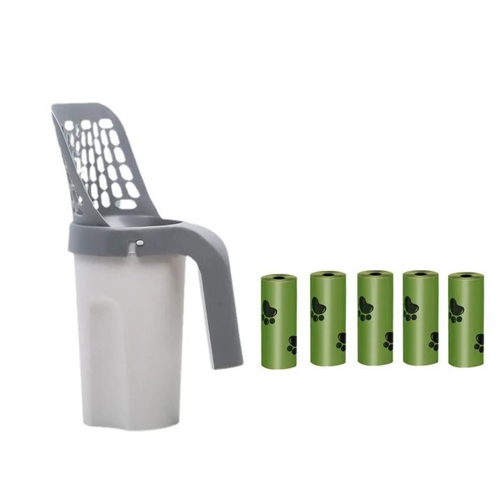 Portable Cat Litter Scoop - Removable Self-Cleaning Sand Shovel with Bag Filter for Litter Box
