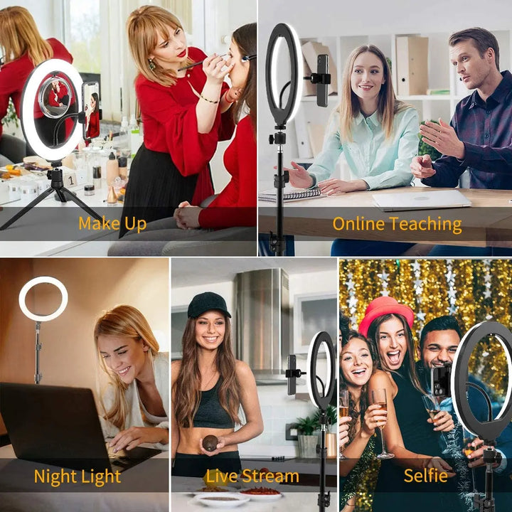 LED Selfie Ring Lighting Phone Holder & Tripod