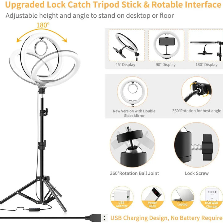 LED Selfie Ring Lighting Phone Holder & Tripod