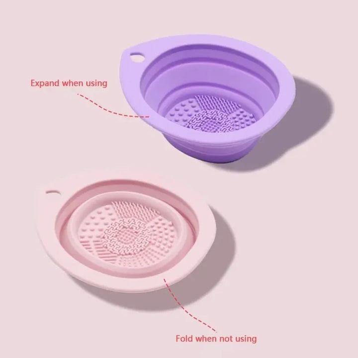 Silicone Makeup Brush Cleaner – Foldable Bowl & Scrubber Pad for Brushes and Sponges