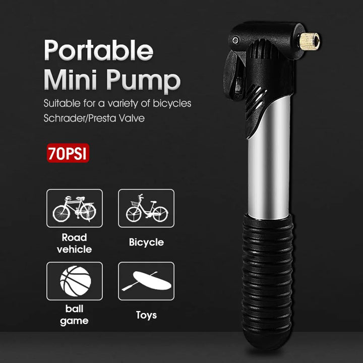 Portable Mini Bike Pump – Dual Valve for Presta & Schrader, High-Pressure Hand Air Pump for Tires & Balls
