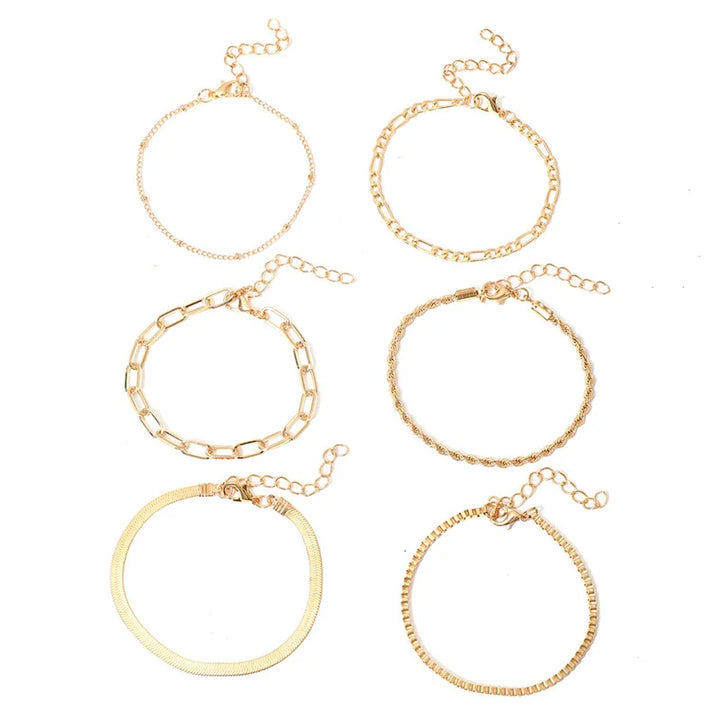 6Pcs Gold Bracelet Set –  Trendy 2025 jewelry gifts.