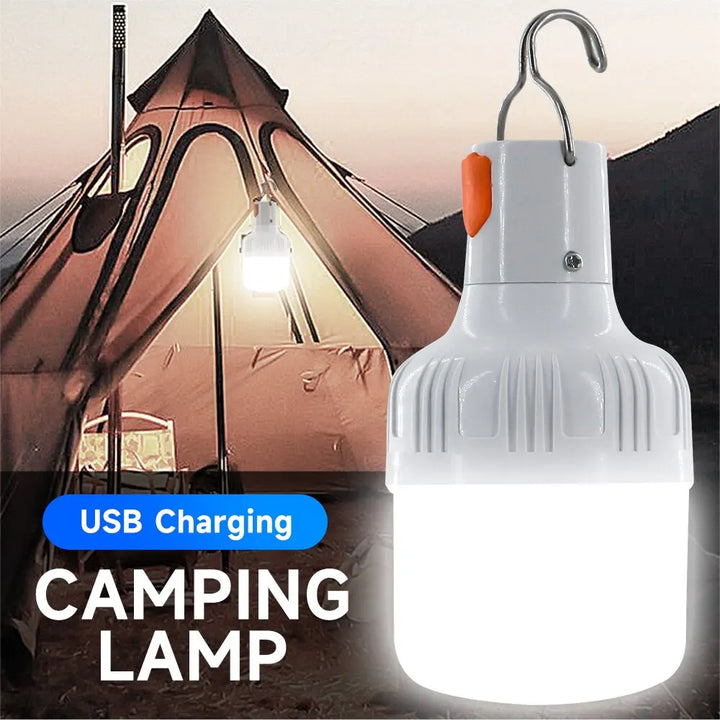 60W Emergency Light – USB rechargeable LED bulb lantern for camping, hiking, and outdoor activities.