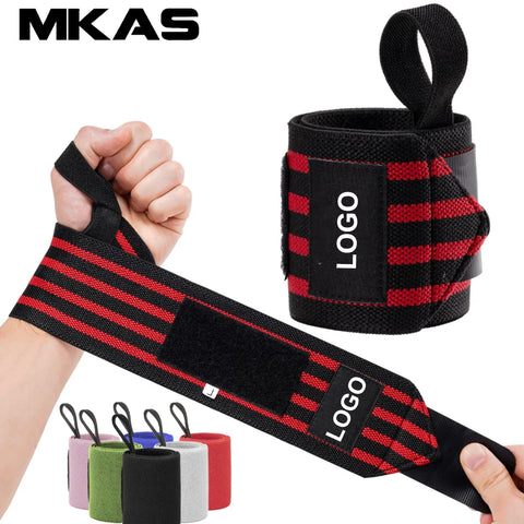 Pair of Extra Strength Wrist Support Wraps - Weightlifting, Fitness Training, Custom Logo