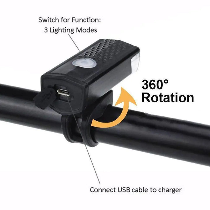 Front Bike Light – USB Rechargeable, LED Headlight with Power Display, Waterproof
