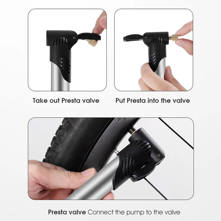 Portable Mini Bike Pump – Dual Valve for Presta & Schrader, High-Pressure Hand Air Pump for Tires & Balls