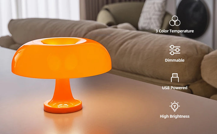 Classic Mushroom Table Lamp - Modern Bauhaus Design, Perfect for Hotel Bedrooms & Ambient Lighting