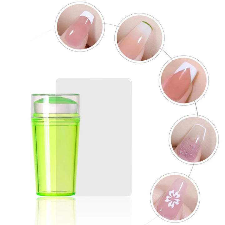 Nail Stamping Plates with Clear Jelly Stamper & Scraper Set – Silicone Marshmallow Design Manicure Tools